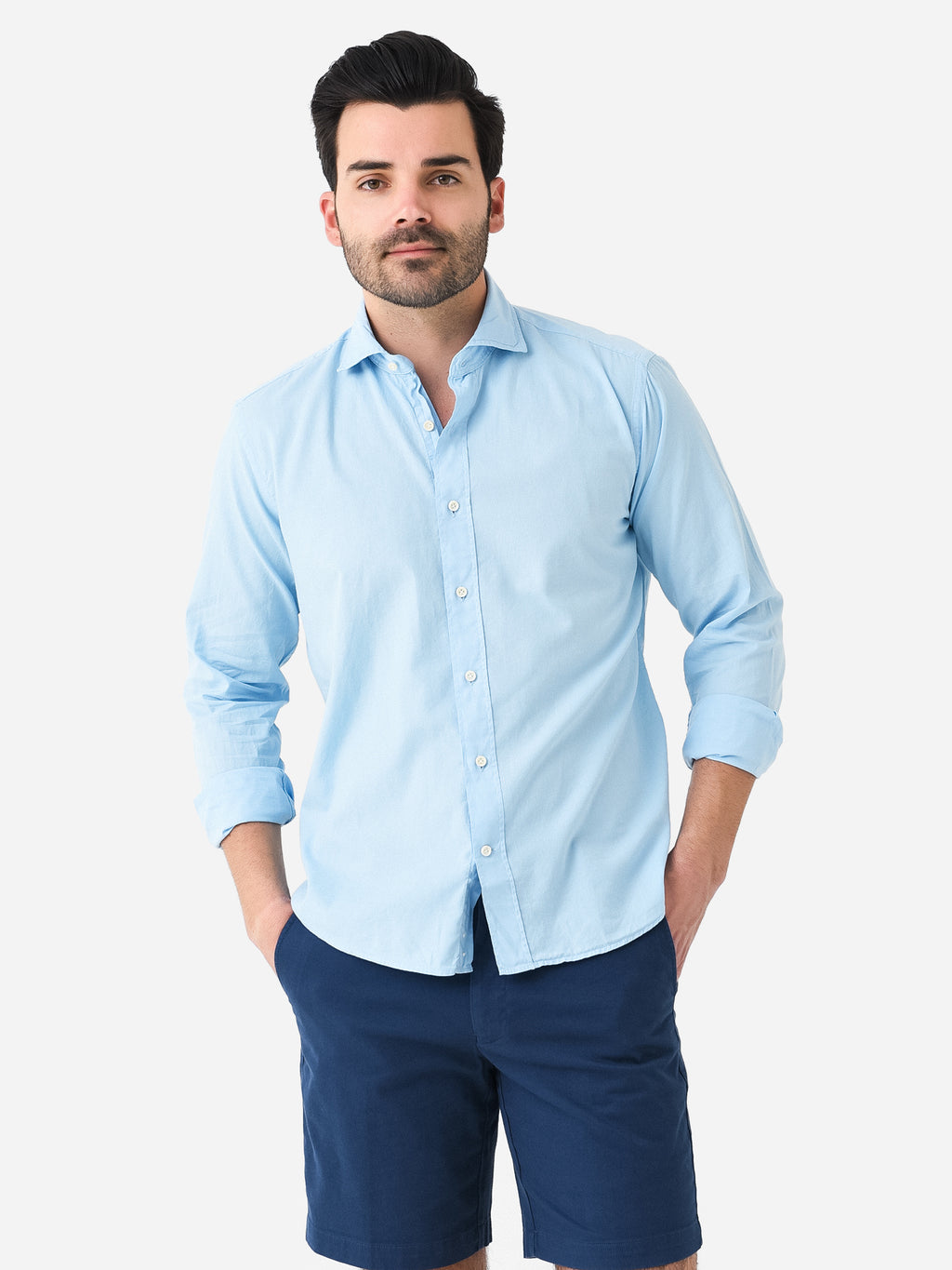 Peter Millar Crown Crafted Men's Sojourn Garment-Dyed Cotton Sport Shirt - Saint Bernard