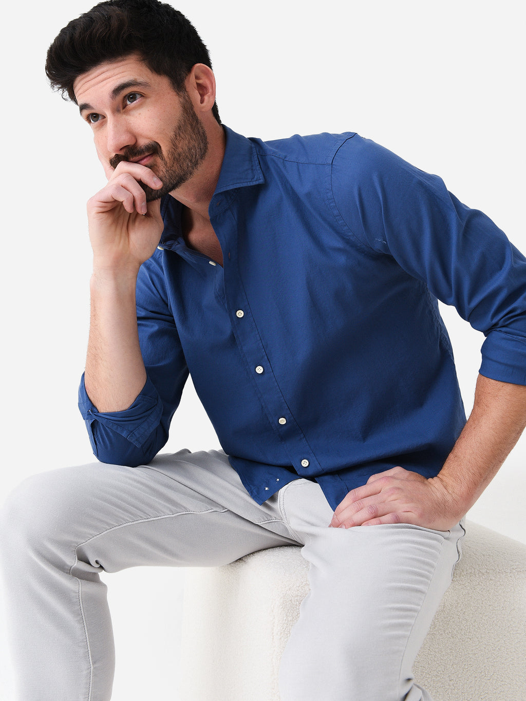 Peter Millar Crown Crafted Men's Sojourn Garment-Dyed Cotton Sport Shirt - Saint Bernard