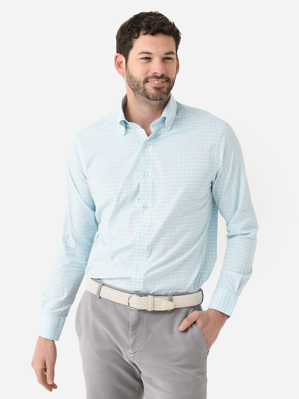 Peter Millar Crown Crafted Men's Rampart Performance Twill Sport Shirt - Saint Bernard