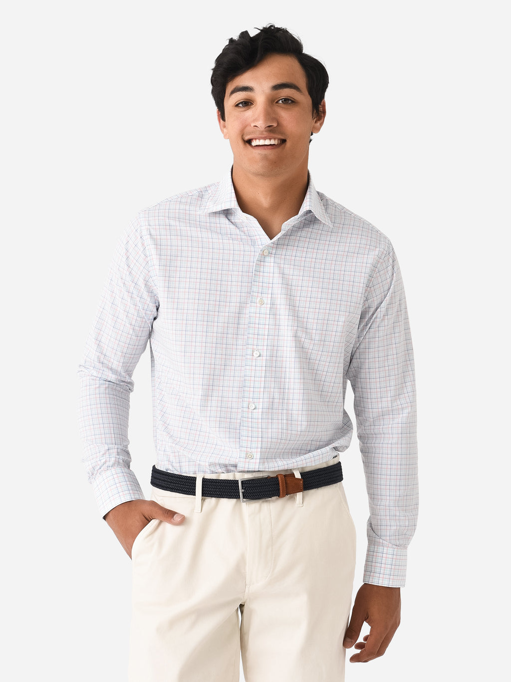 Peter Millar Crown Crafted Men's Ryles Performance Poplin Sport Shirt - Saint Bernard