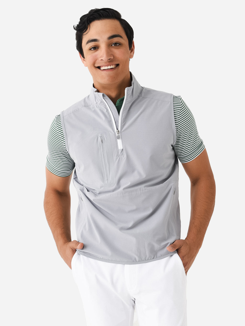 Peter Millar Crown Crafted Men's Flex Adapt Half-Zip Pullover Vest - Saint Bernard