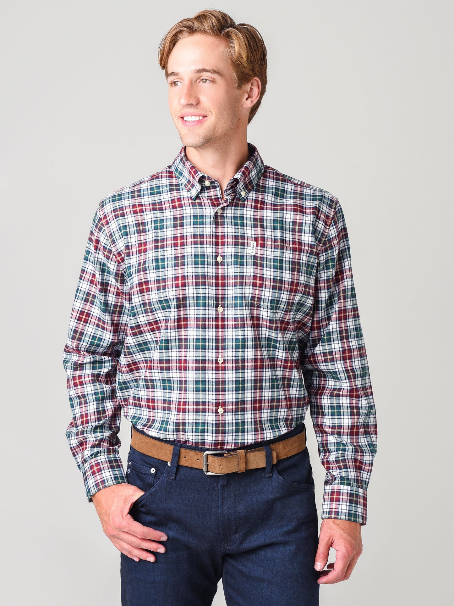 Barbour Men's Lund Thermo Weave Flannel Shirt - Saint Bernard