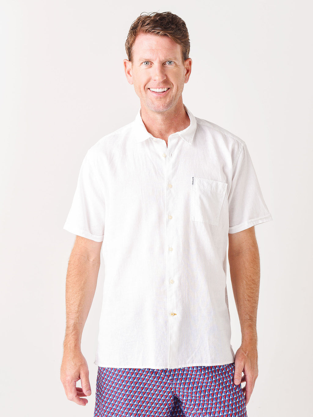 Men's Barbour Linen Mix 1 Short Sleeve Shirt - Saint Bernard