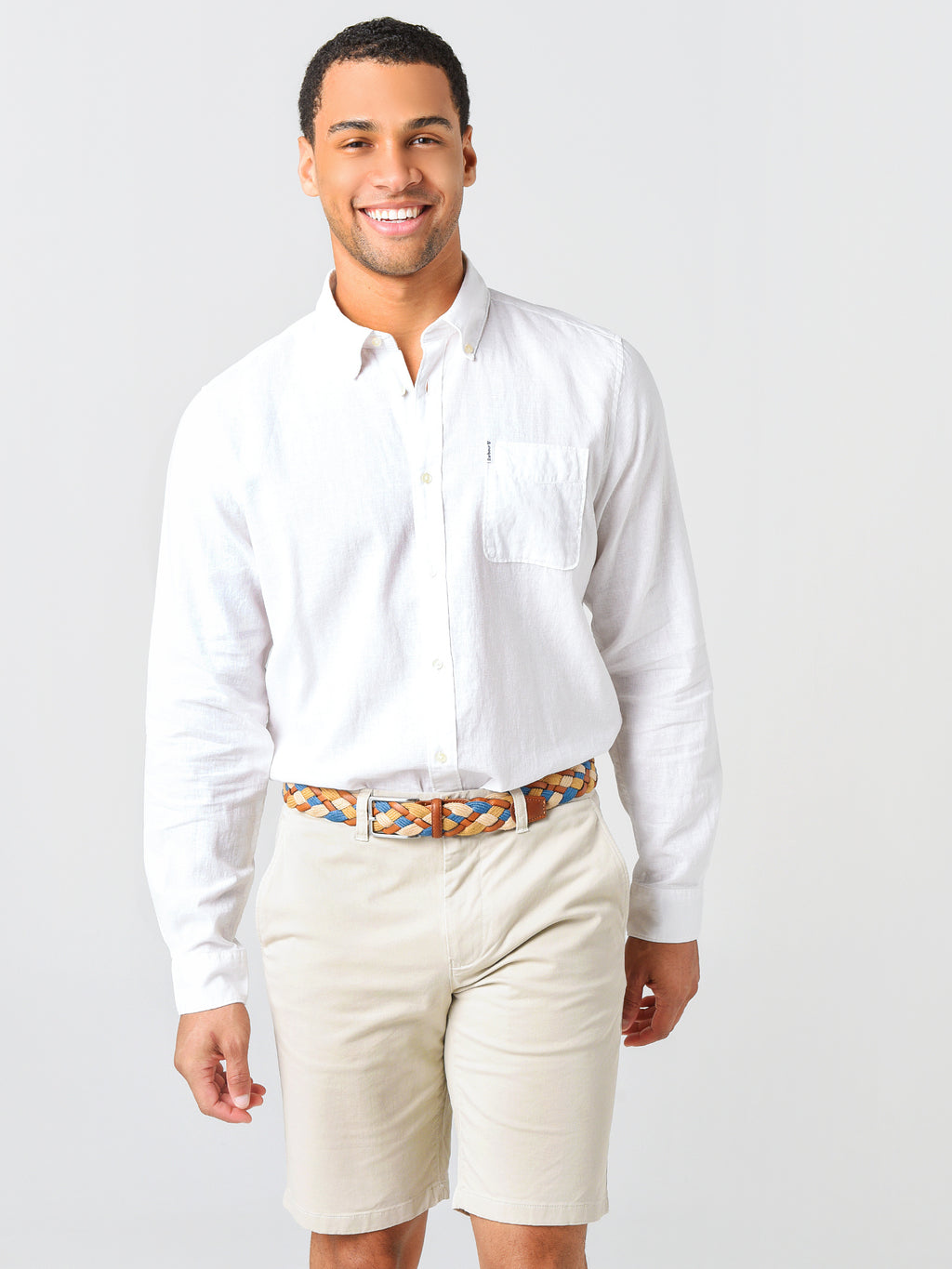 Barbour Men's Linen Mix 1 Tailored Fit Shirt - Saint Bernard
