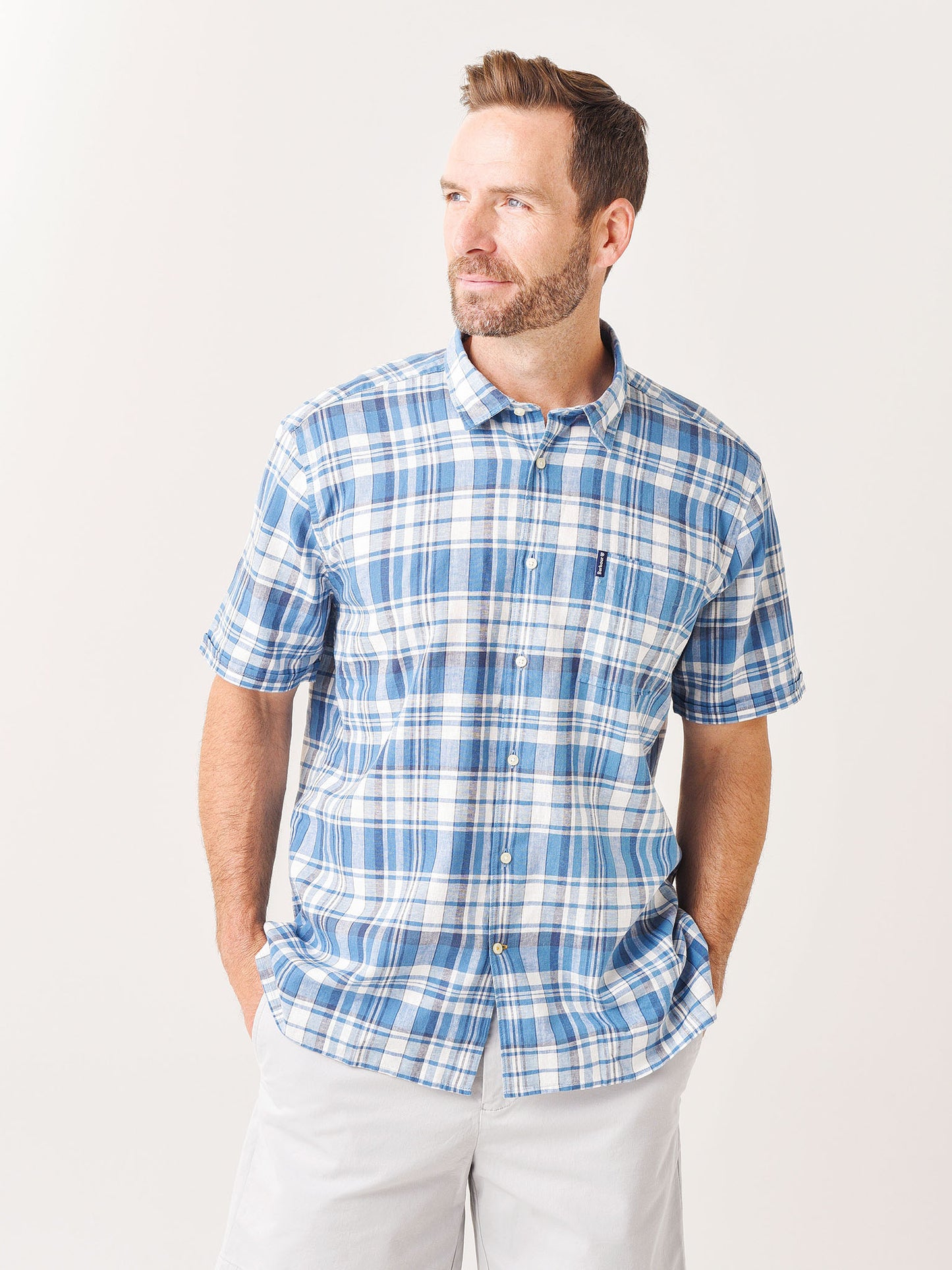 Barbour Men's Linen Mix 2 Short-Sleeve Shirt