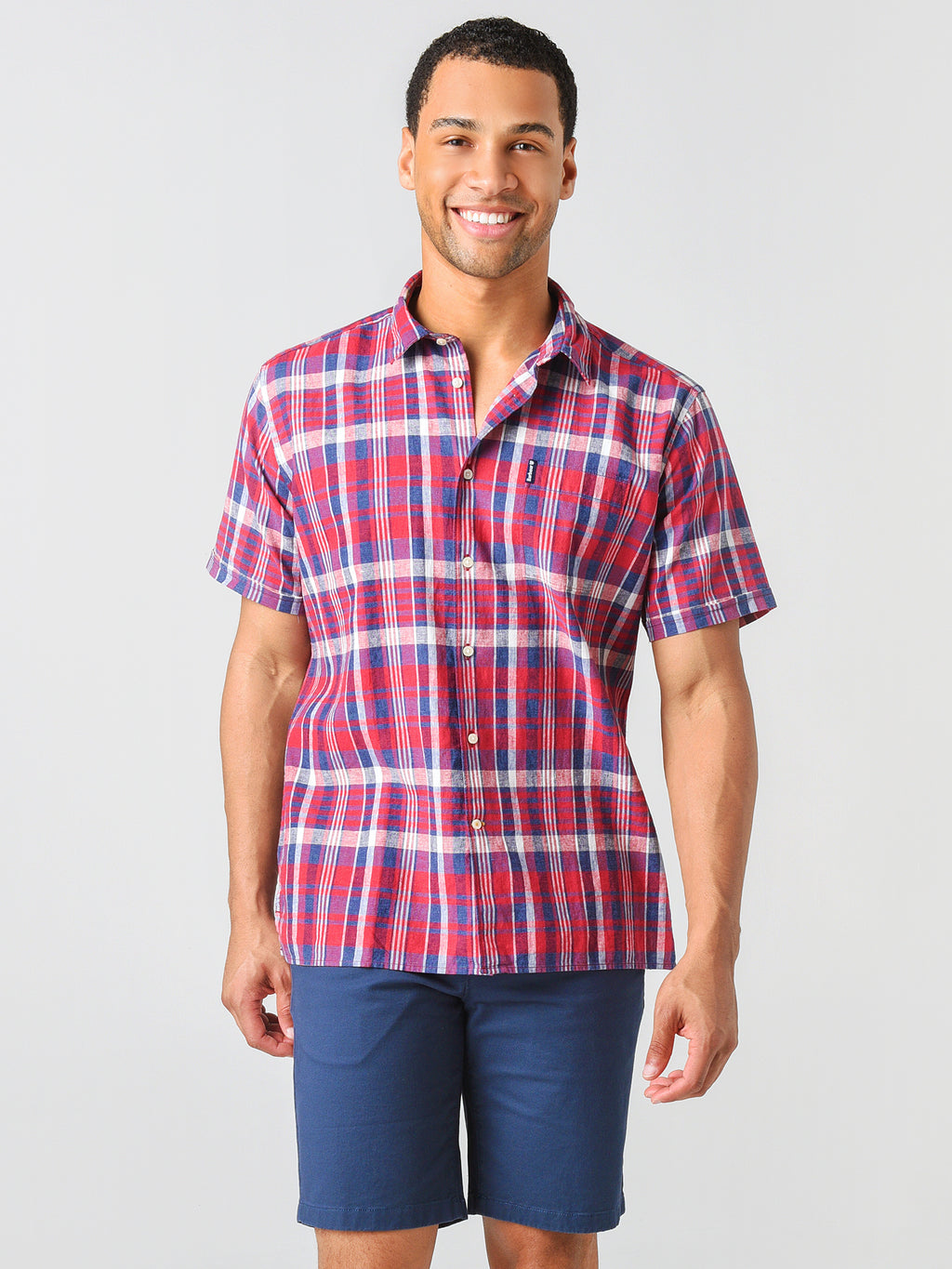 Barbour Men's Linen Mix 2 Short-Sleeve Shirt - Saint Bernard