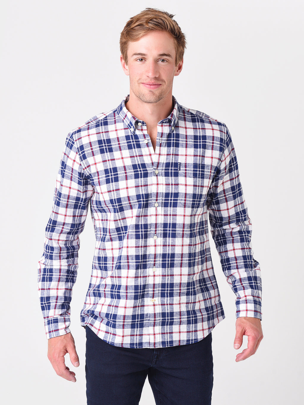 Barbour Men's Linen Mix 6 Tailored Button-Down Shirt - Saint Bernard