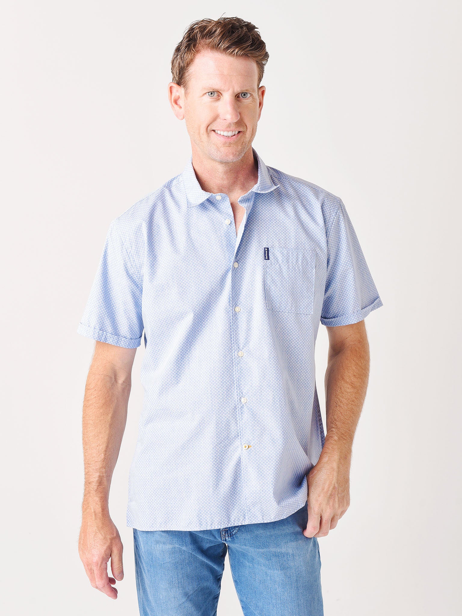 Barbour Men's Print 9 Short Sleeve Summer Shirt - Saint Bernard