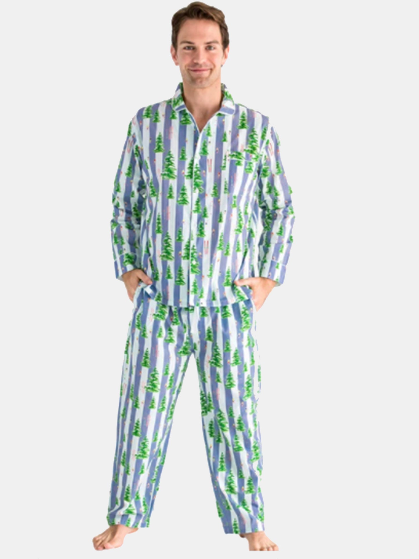 Sant and Abel Men's Gray Malin Snow Long PJ Set - Saint Bernard