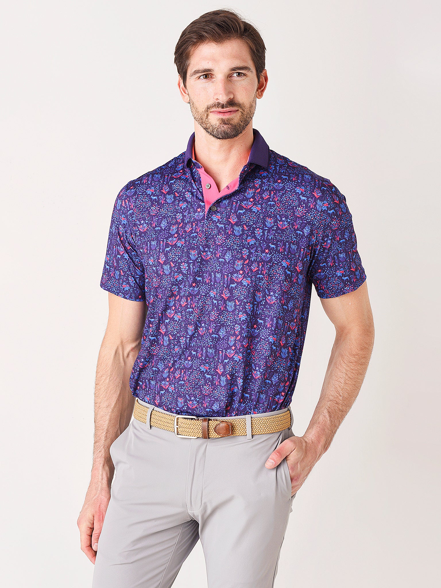 Greyson Men's Flora & Fauna Polo - Saint Bernard