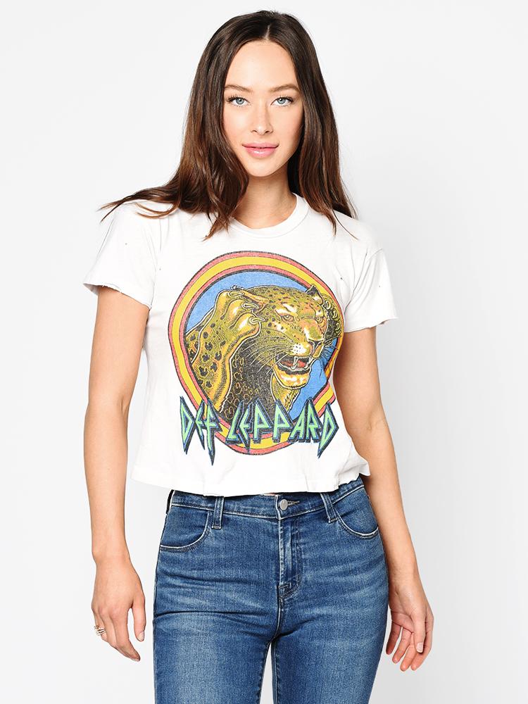 MadeWorn Women’s Def Leppard Crop Tee - Saint Bernard