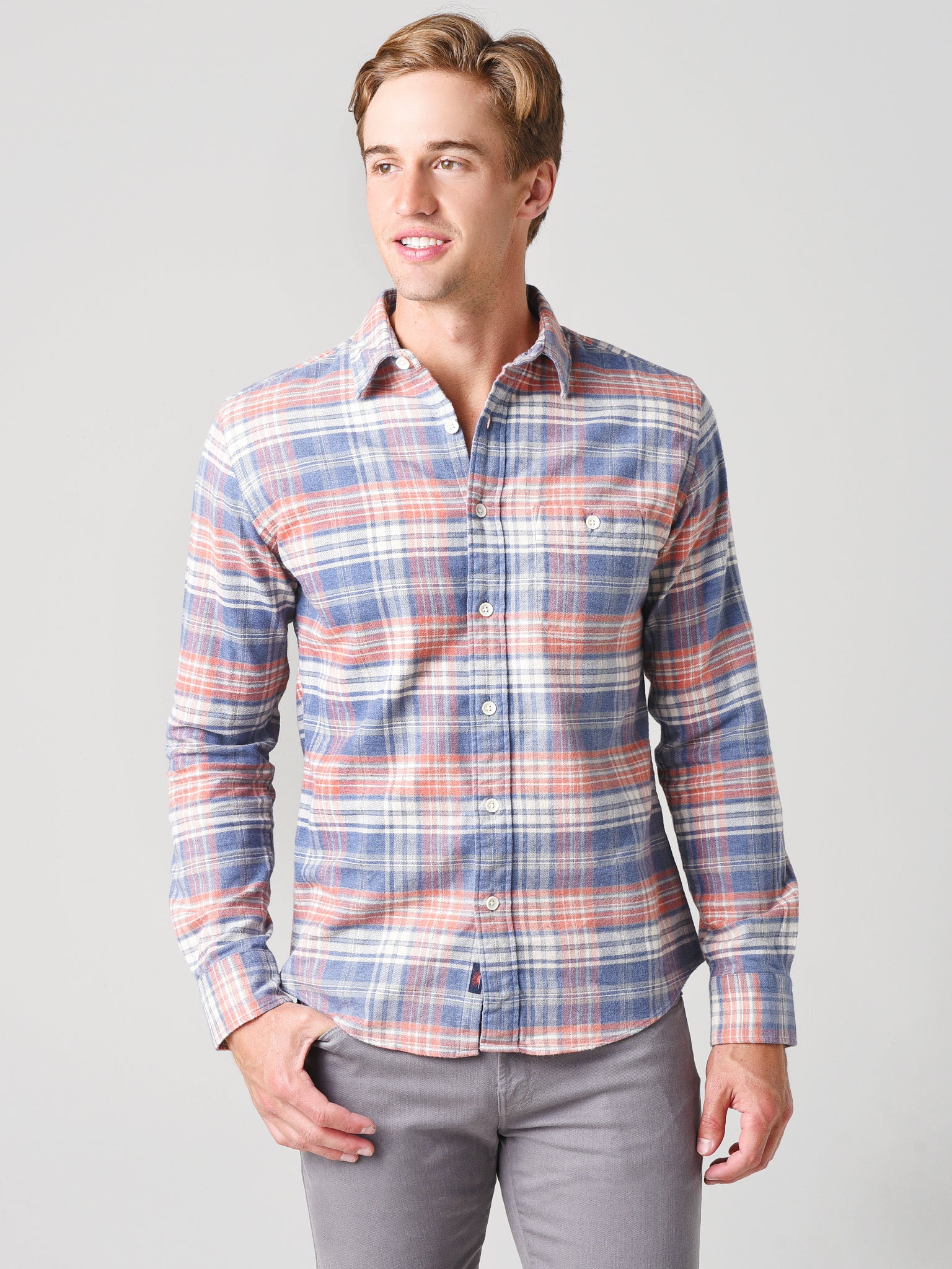 Faherty Brand Men's Stretch Seaview Flannel Shirt – saintbernard.com