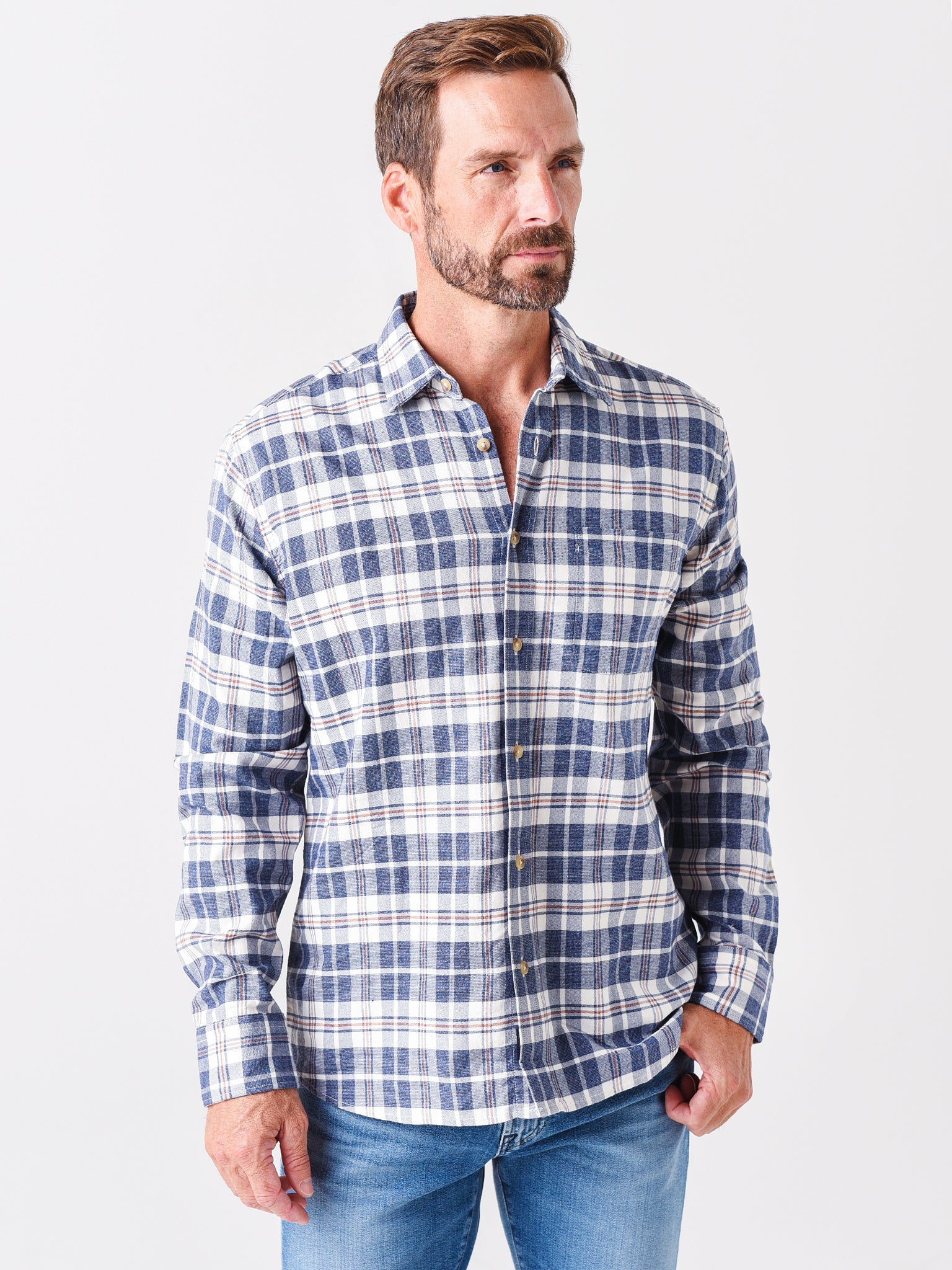 Faherty Brand Men's Stretch Featherweight Flannel Shirt - Saint Bernard