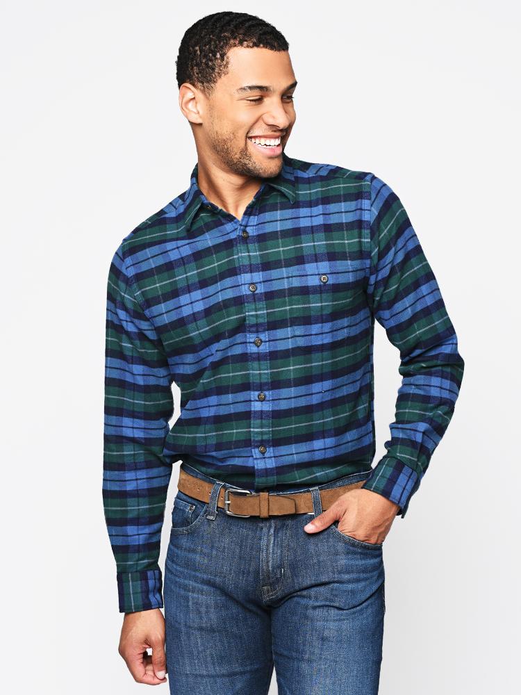 Faherty Brand Men’s Stretch Seaview Flannel Button Down Shirt - Saint Bernard