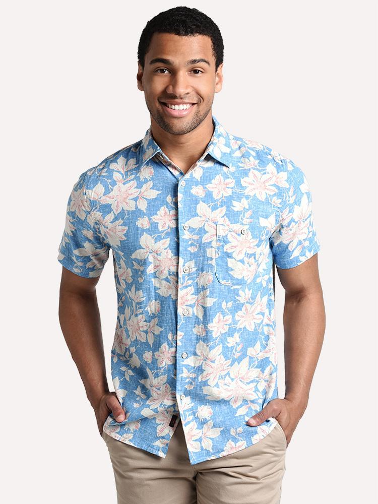 Faherty Brand Short Sleeve Reverse Print Coast Shirt - Saint Bernard