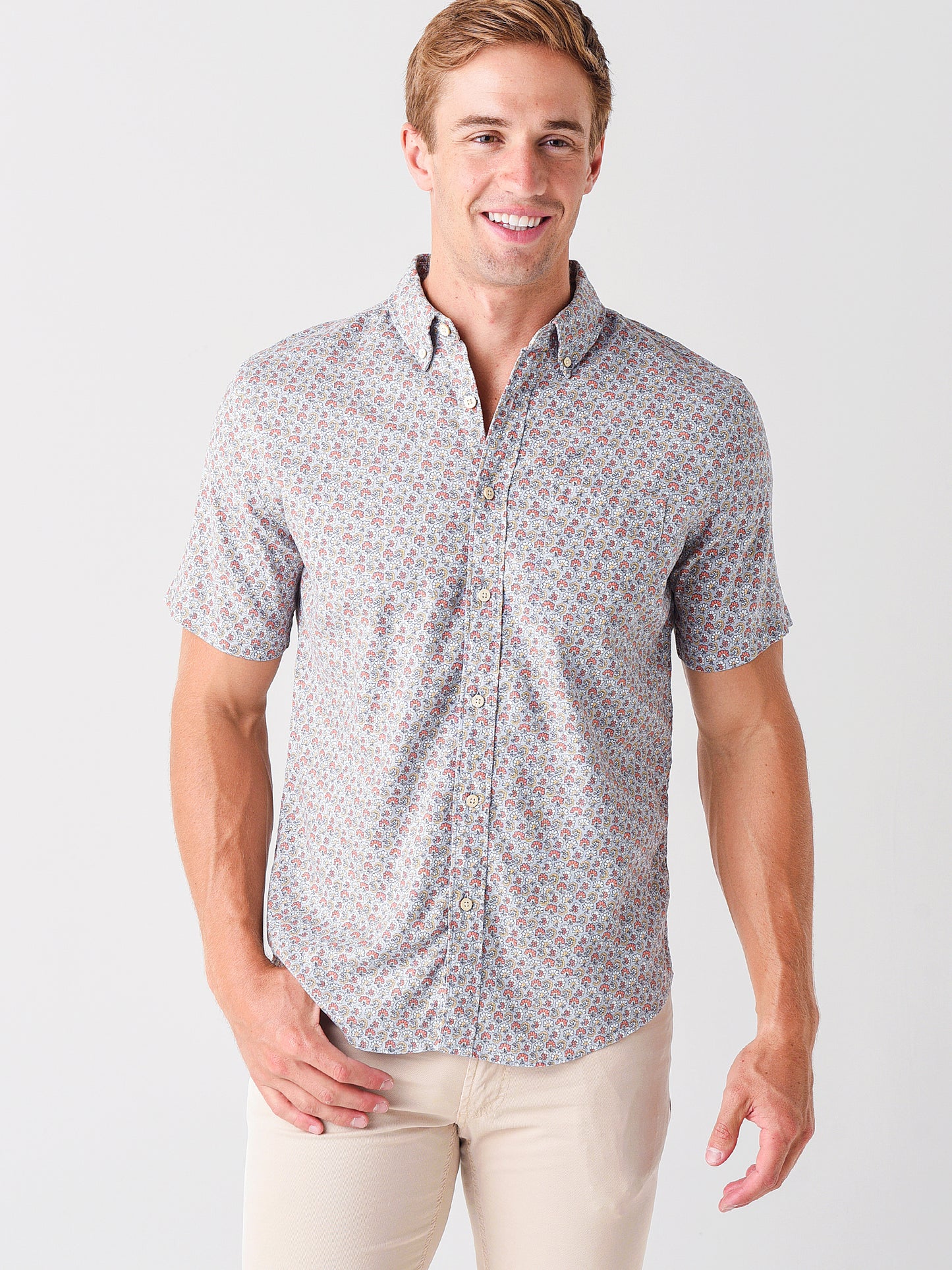Faherty Brand Men's The Short-Sleeve Breeze Shirt - Saint Bernard