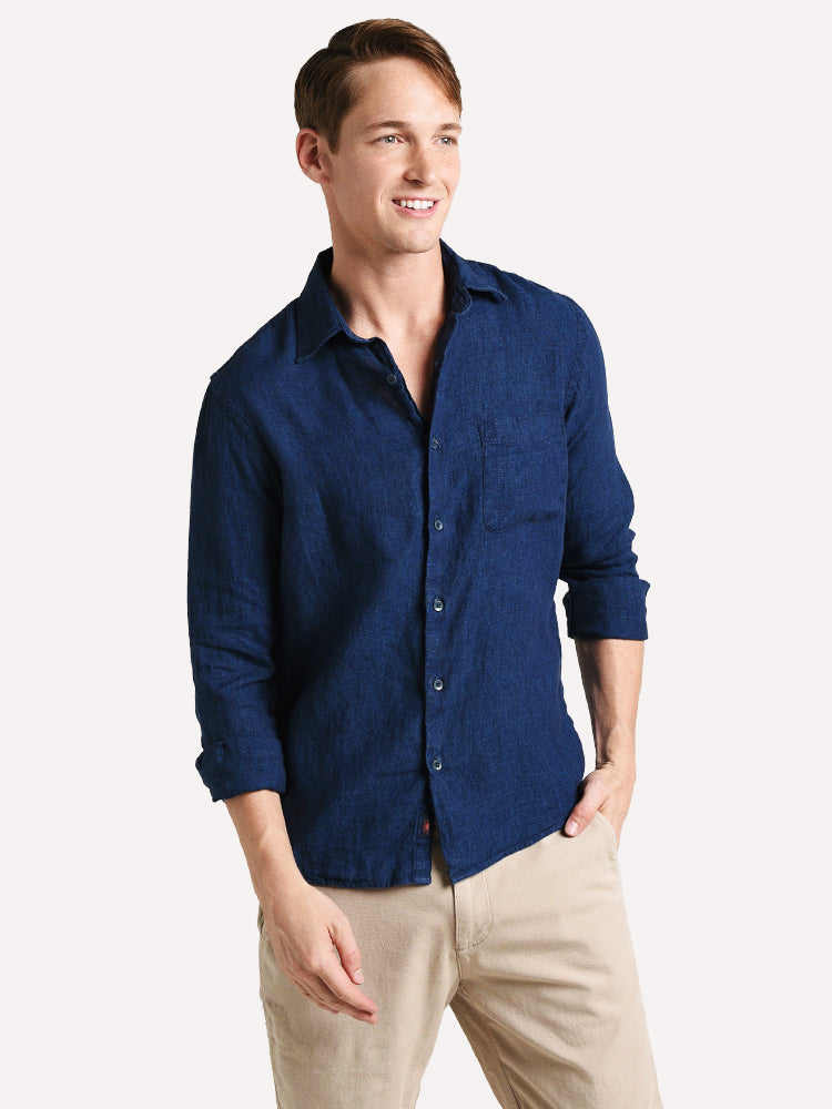 Faherty Brand Men's Linen Laguna Polo - Saint Bernard