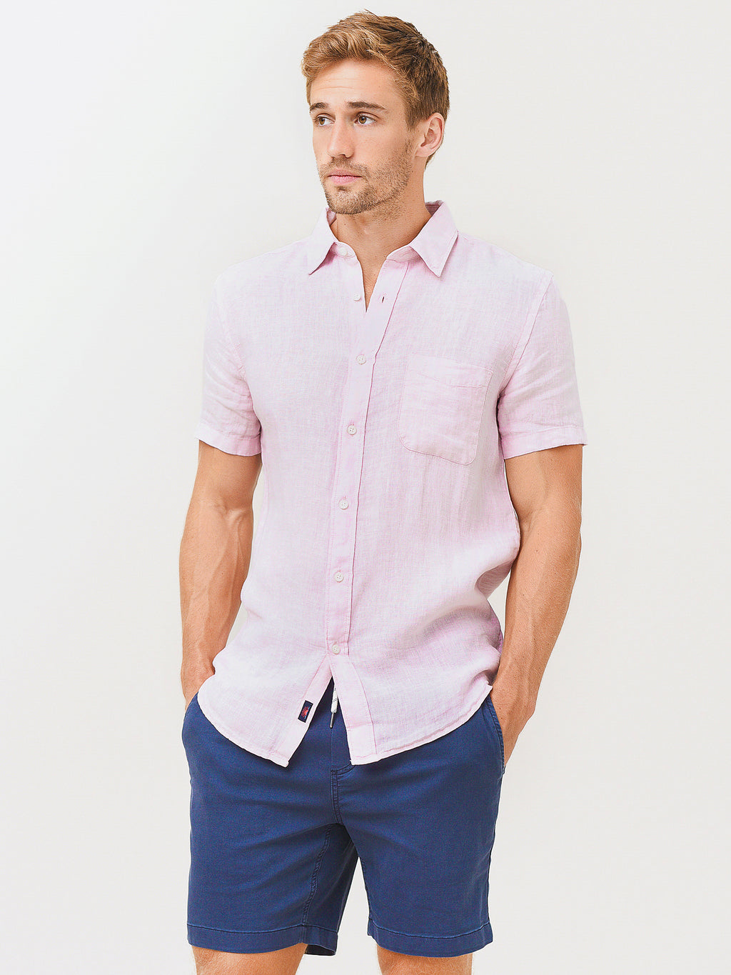Faherty Brand Men's Short Sleeve Linen Laguna Shirt - Saint Bernard
