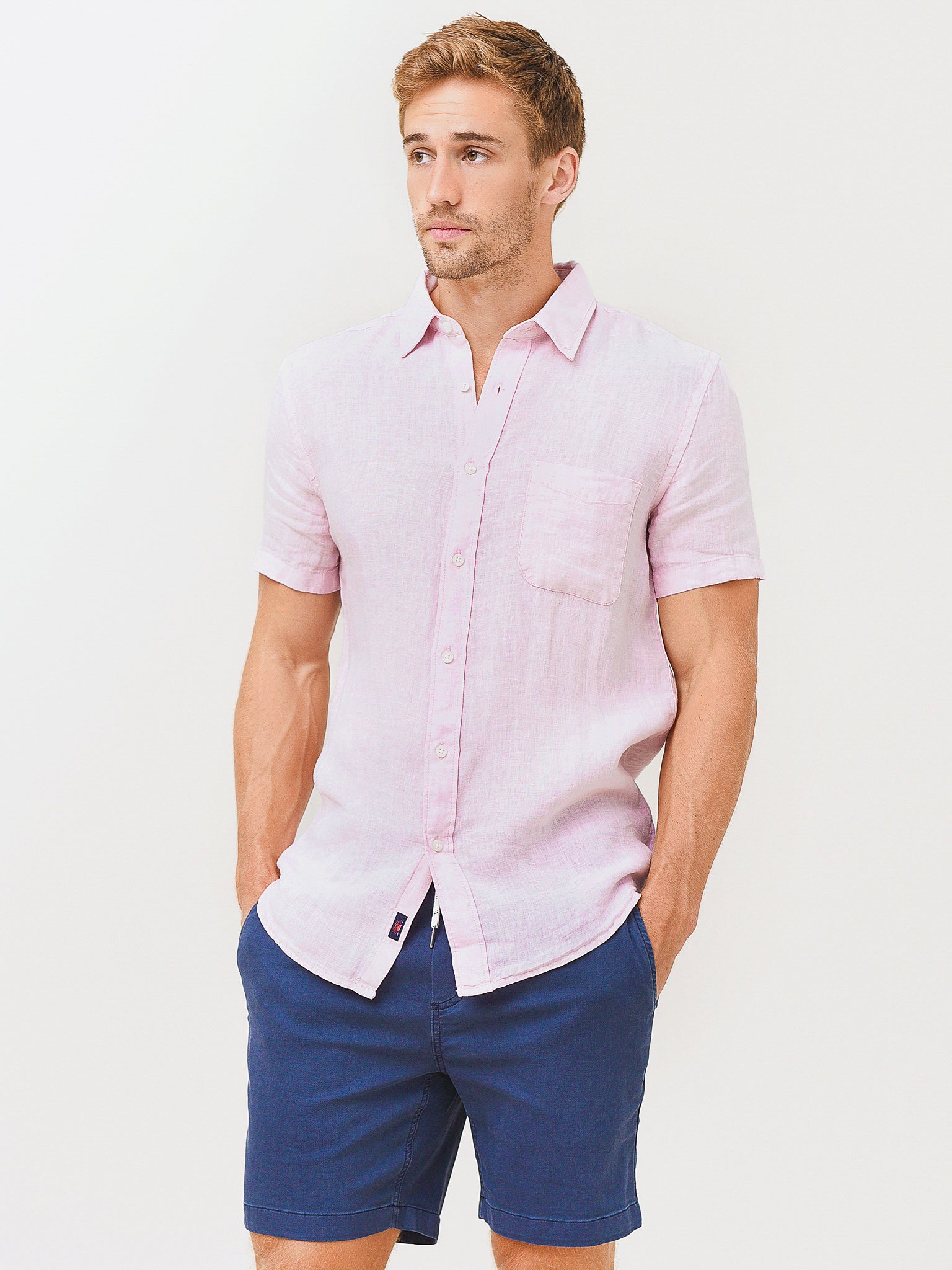 Faherty Brand Men's Short Sleeve Linen Laguna Shirt - Saint Bernard