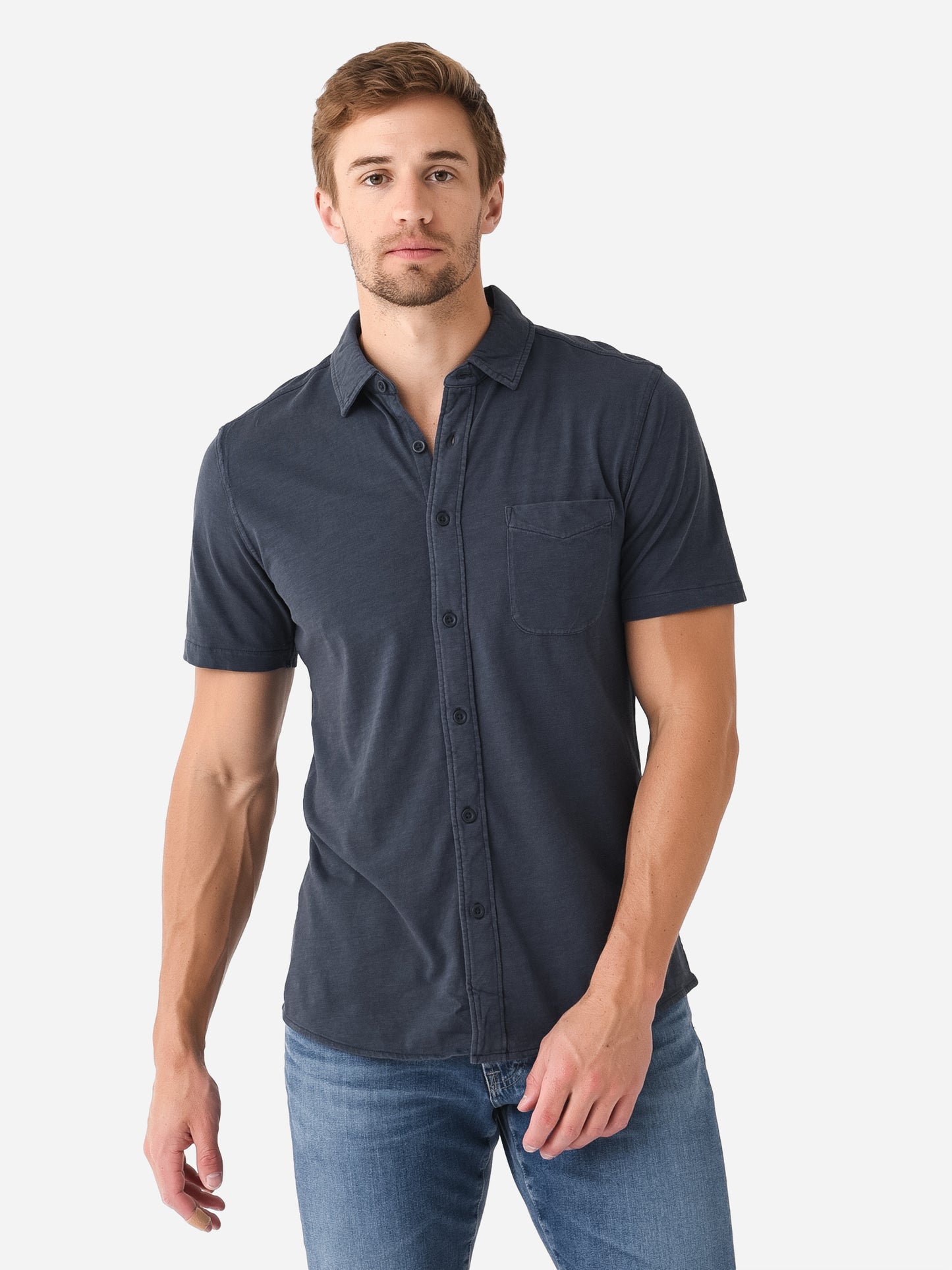 Faherty Brand Men's Short Sleeve Knit Seasons Shirt - Saint Bernard