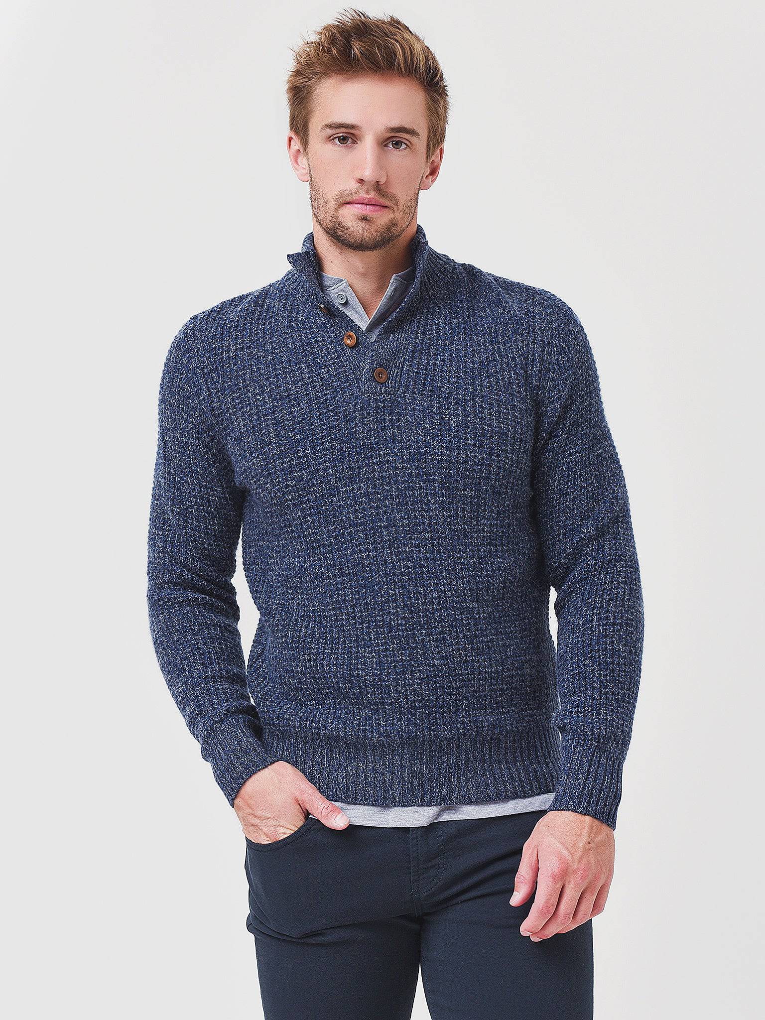 Faherty Brand Men's Cashmere Wool Waffle Sweater - Saint Bernard