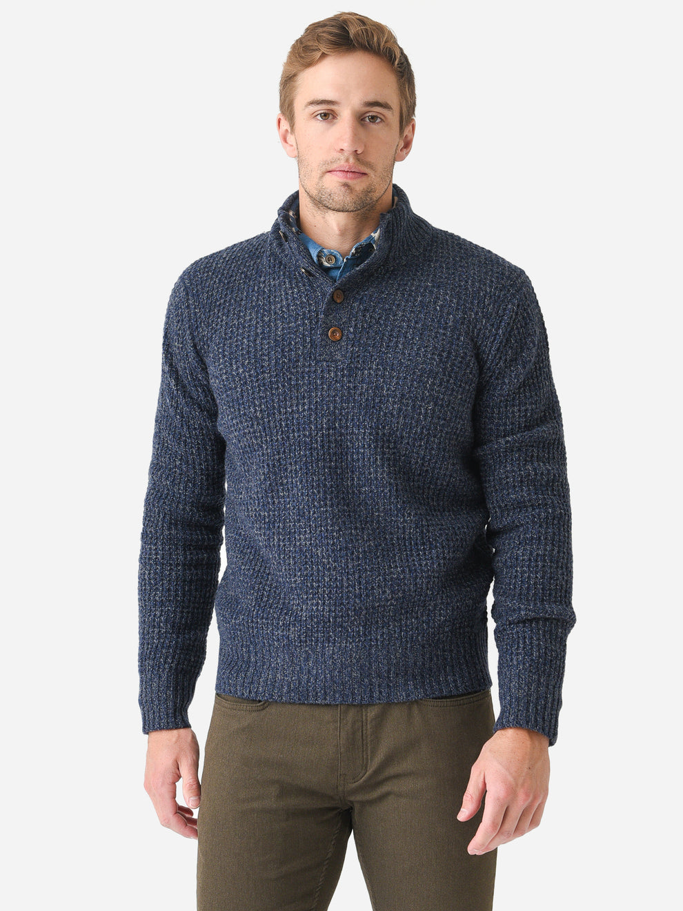 Button Sweater Faherty Brand Men's Cashmere Wool Quarter Button Sweater – saintbernard.com