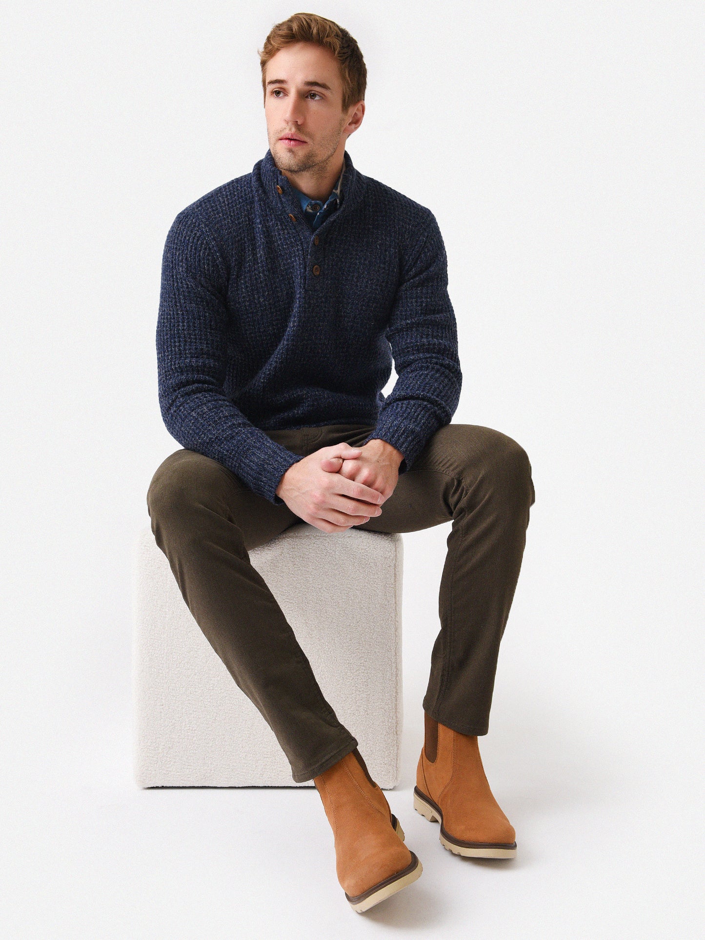 Faherty Brand Men's Cashmere Wool Quarter Button Sweater - Saint Bernard