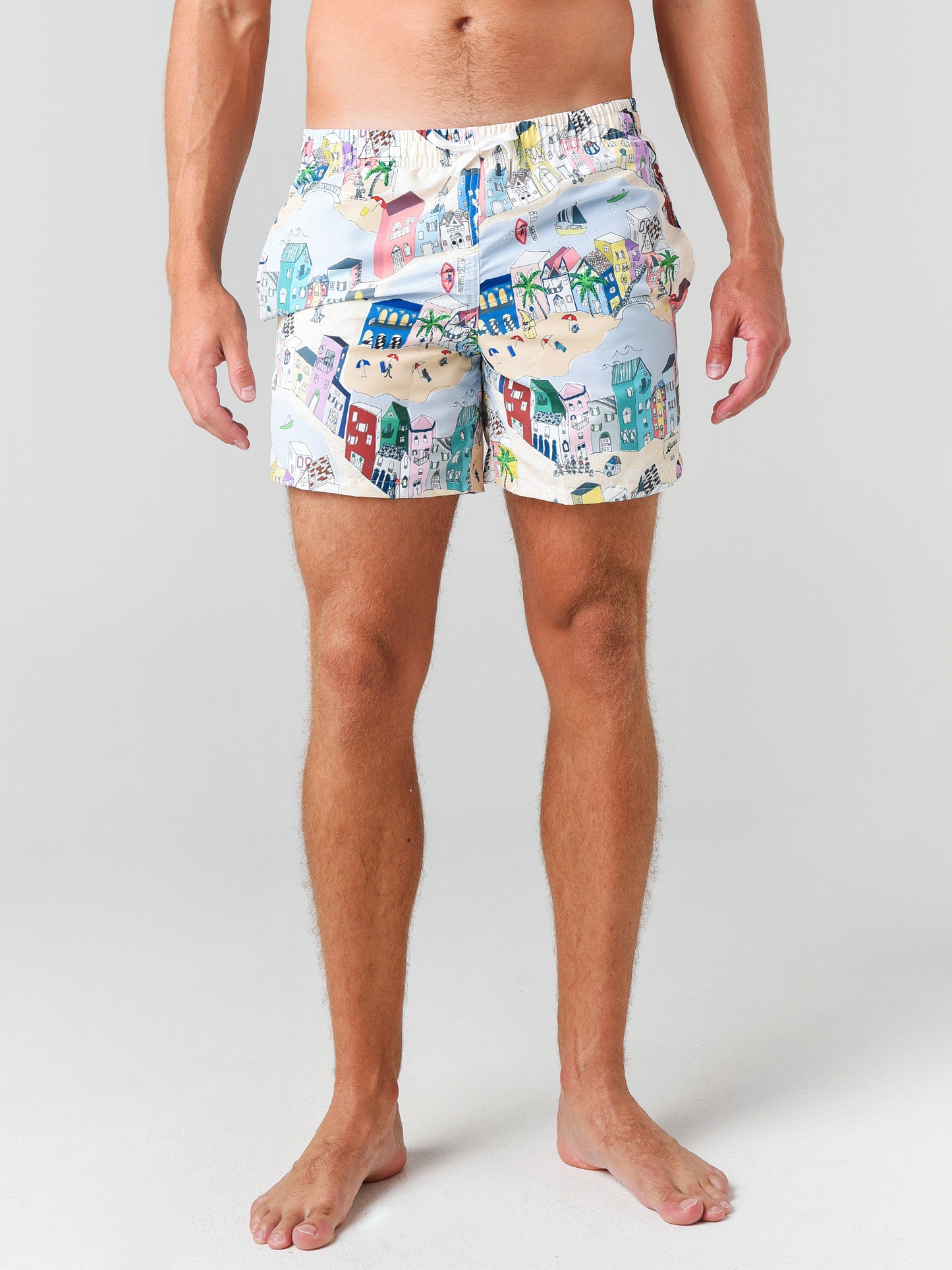 Bather Men's Multi Cityscape Swim Trunk - Saint Bernard