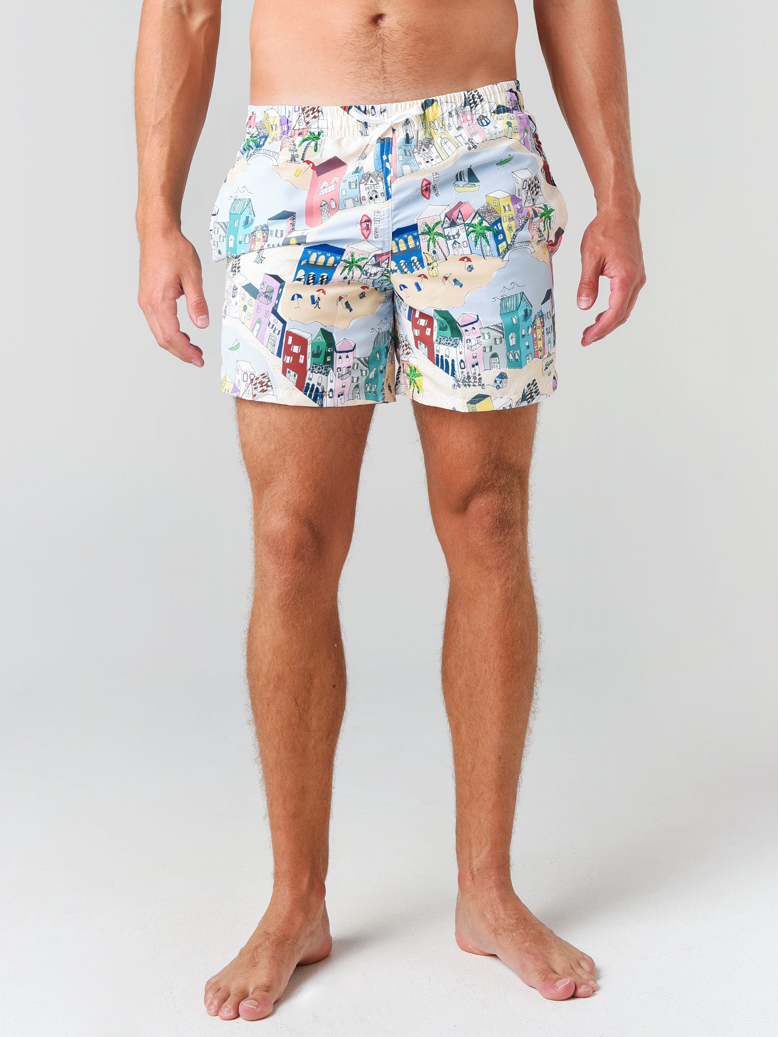 Bather Men's Multi Cityscape Swim Trunk - Saint Bernard