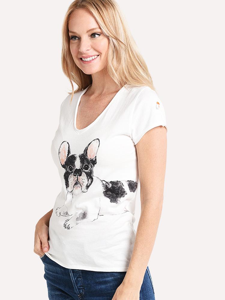 Nach Bijoux Women's B&W Bulldog T-Shirt - Saint Bernard