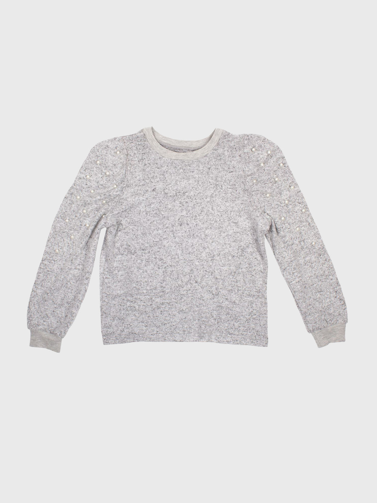 Shade Critters Girls' Grey Pearl Sleeve Sweater - Saint Bernard