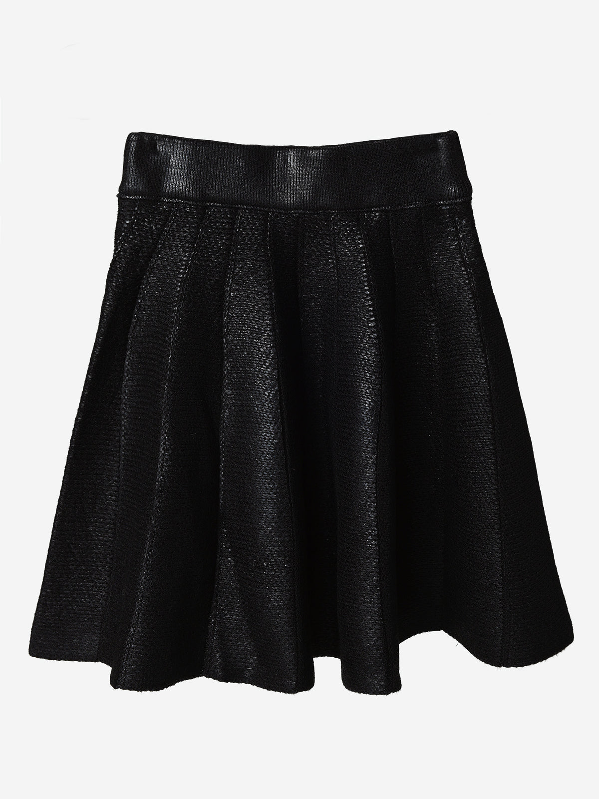 Shade Critters Girls' Black Faux Leather Pleat Skirt - Saint Bernard