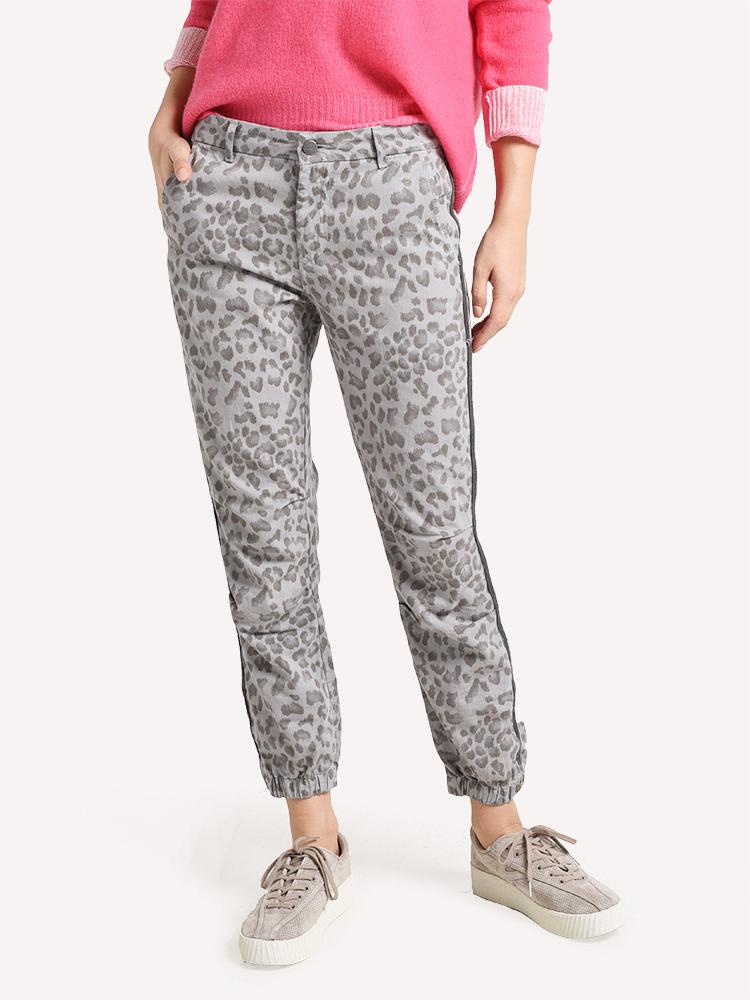 Sundry Leopard Cotton Twill Zip Jogger - Saint Bernard