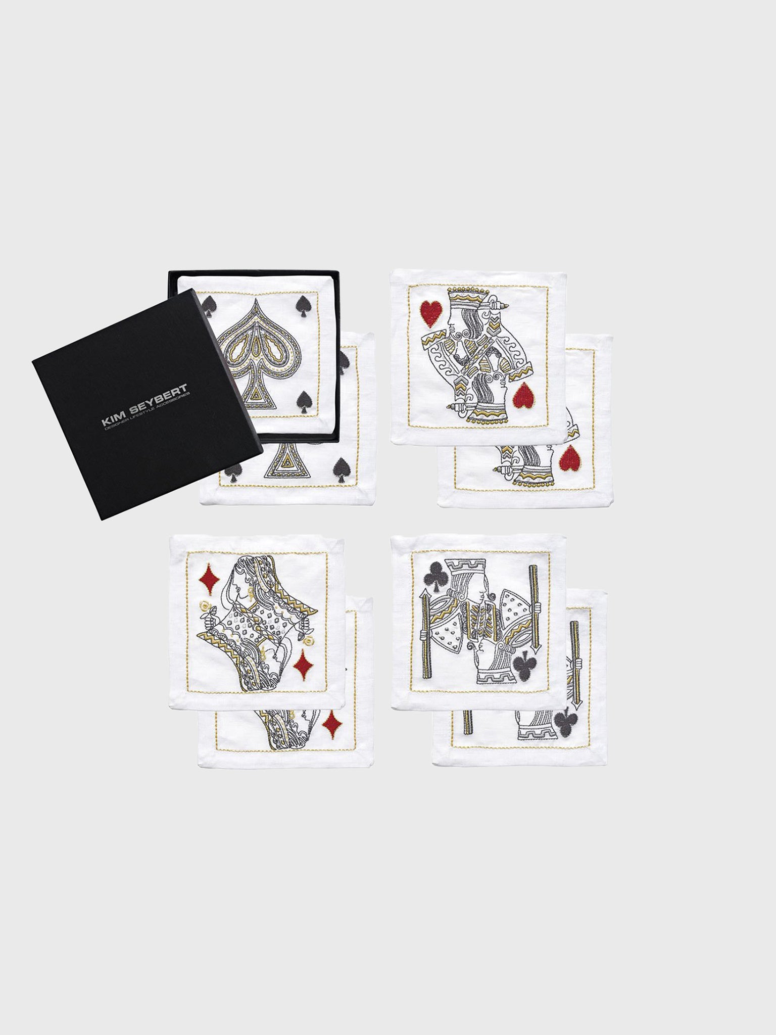 Kim Seybert House Of Cards Cocktail Napkin Set - Saint Bernard