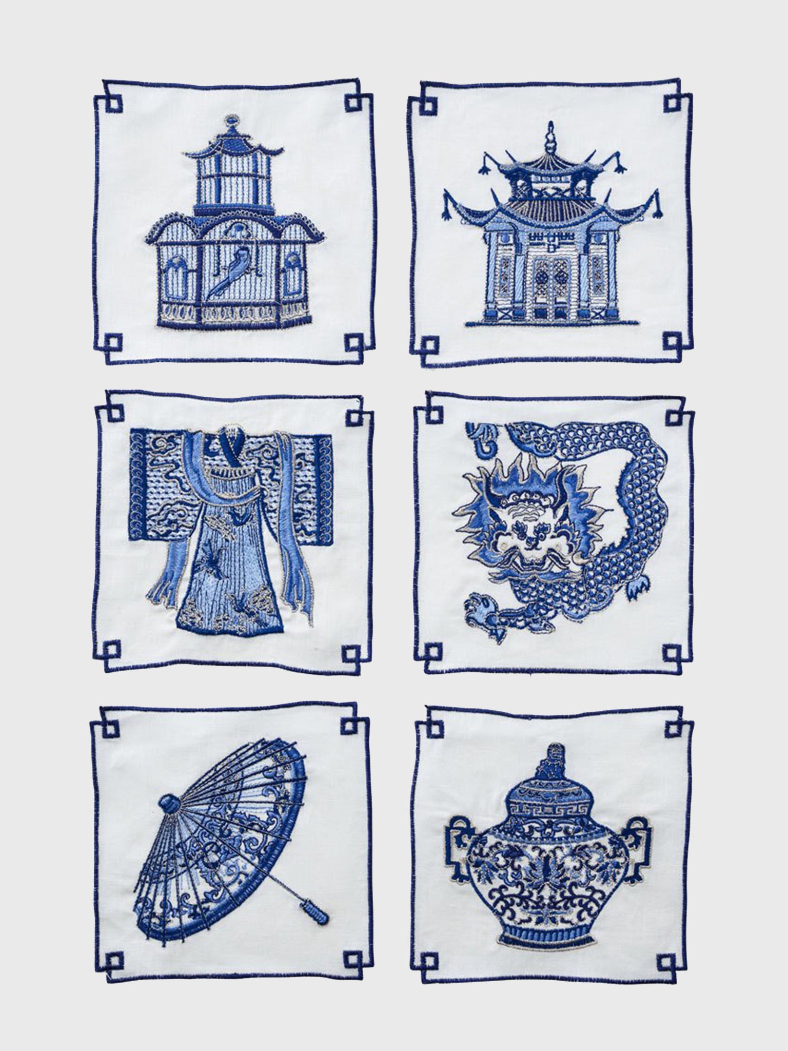 Kim Seybert Indochine Cocktail Napkin Set - Saint Bernard