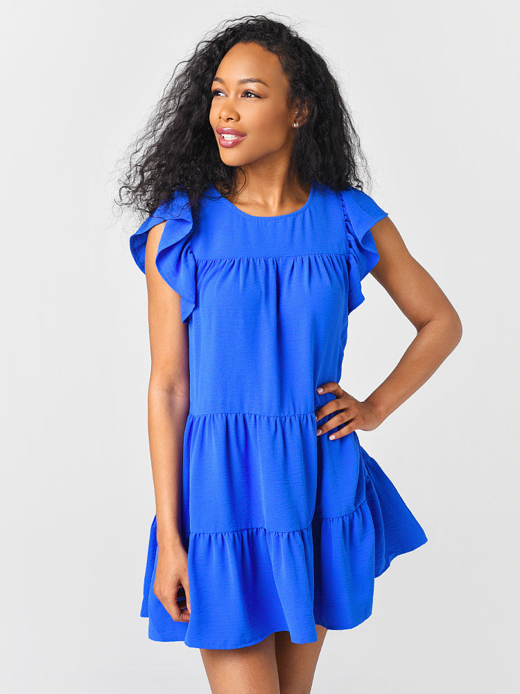 Newbury Kustom Women's Round Neck Short Sleeve Dress With Pleat - Saint Bernard