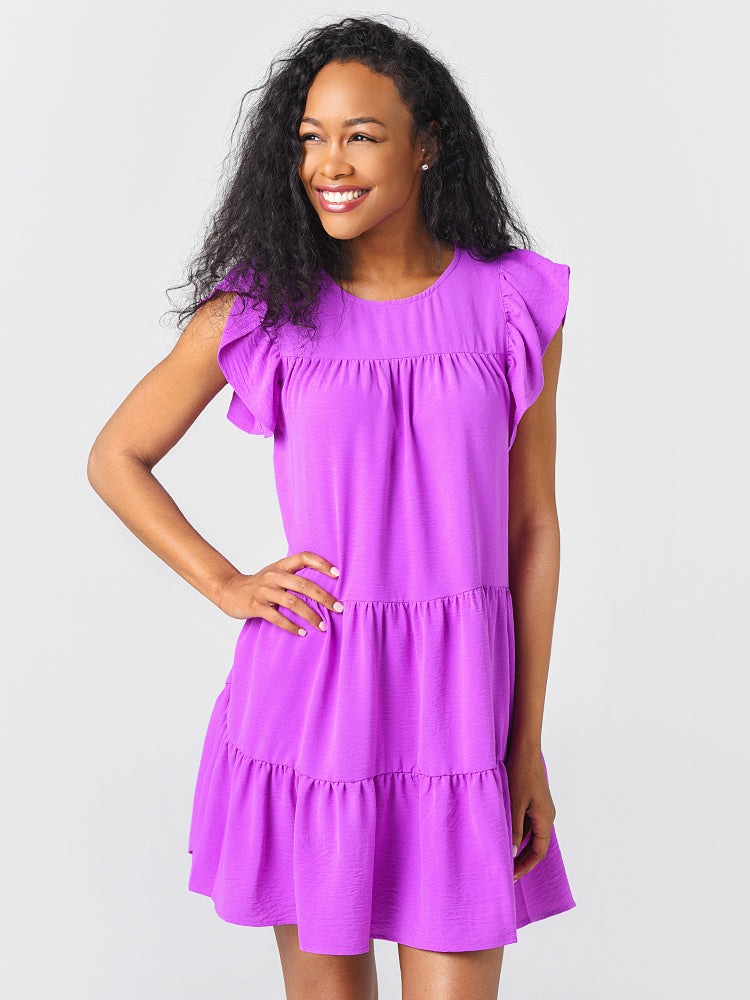 Newbury Kustom Women's Round Neck Short Sleeve Dress With Pleat - Saint Bernard