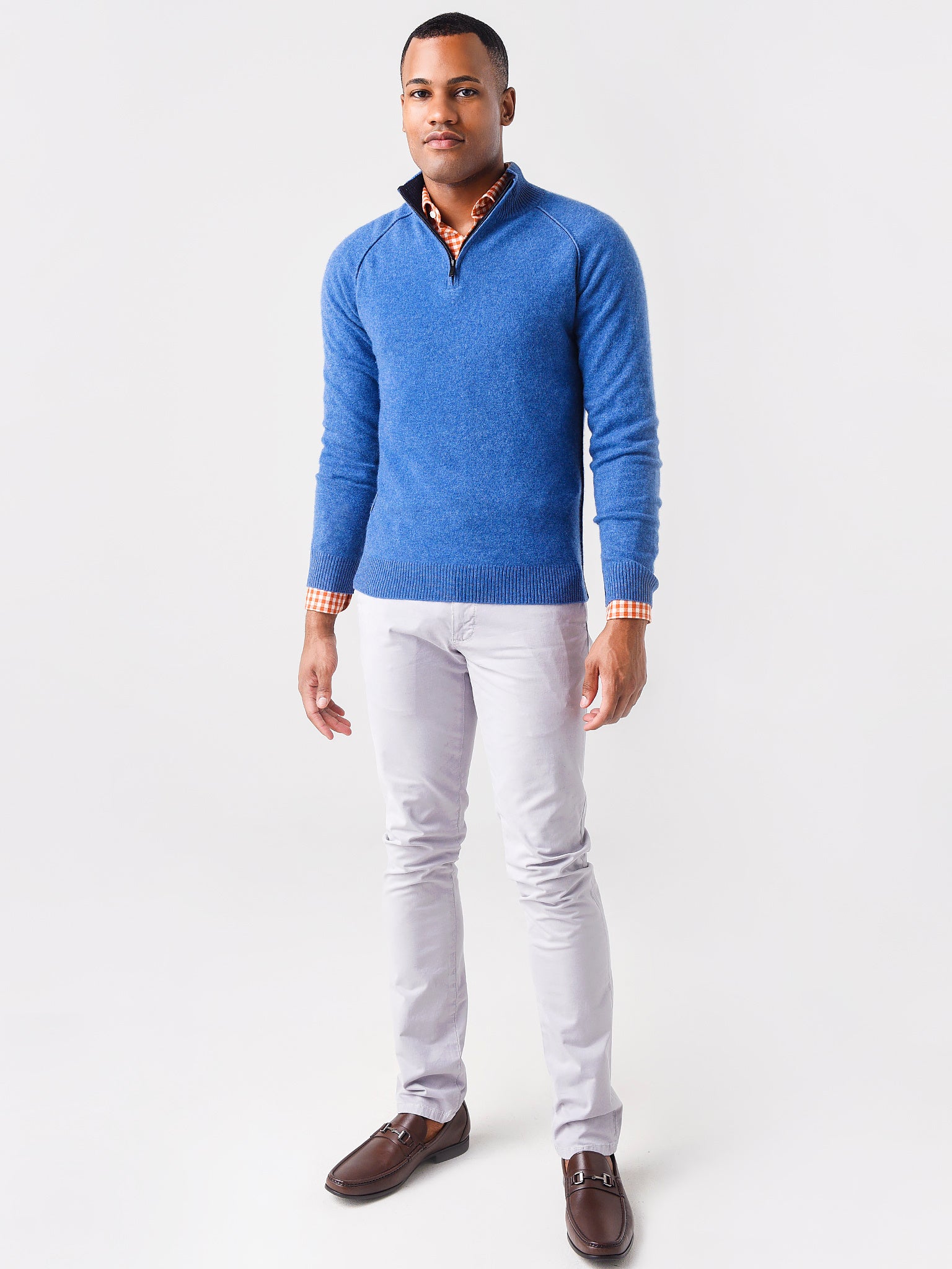 Naadam Cashmere Men's Quarter Zip with Contrast Seams – Saint Bernard