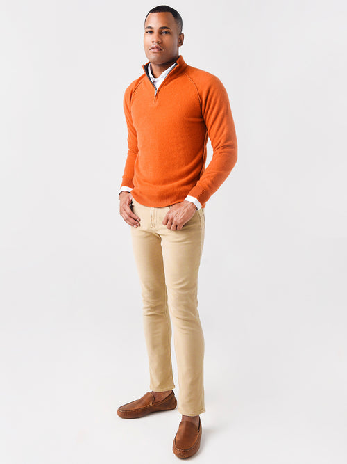 Naadam Cashmere Men's Quarter Zip with Contrast Seams