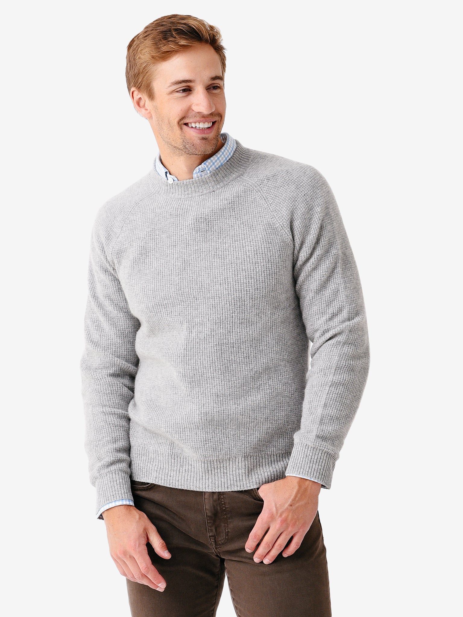 Naadam Cashmere Men's Waffle Crewneck Sweater - Saint Bernard