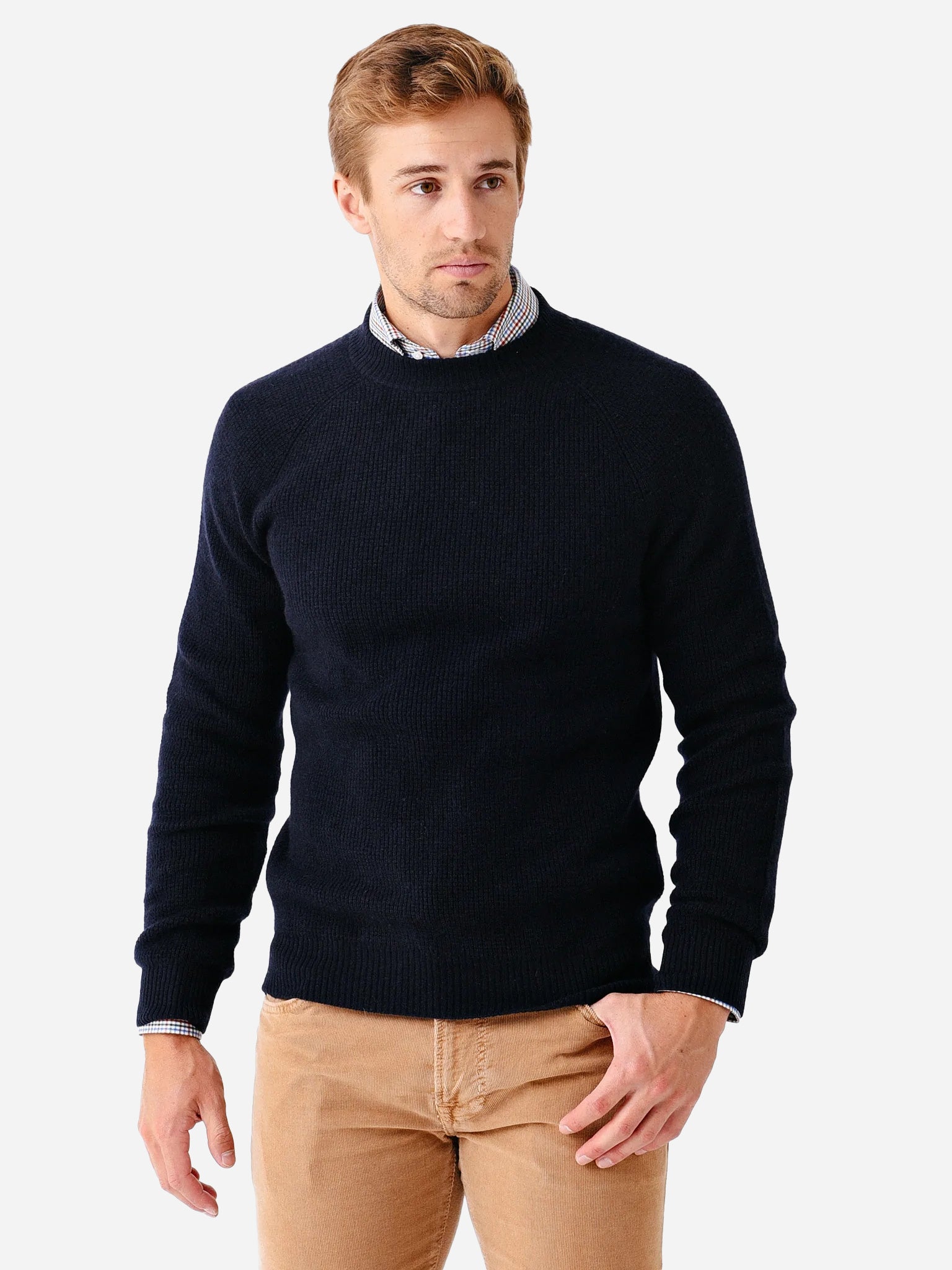 Naadam Cashmere Men's Waffle Crewneck Sweater - Saint Bernard