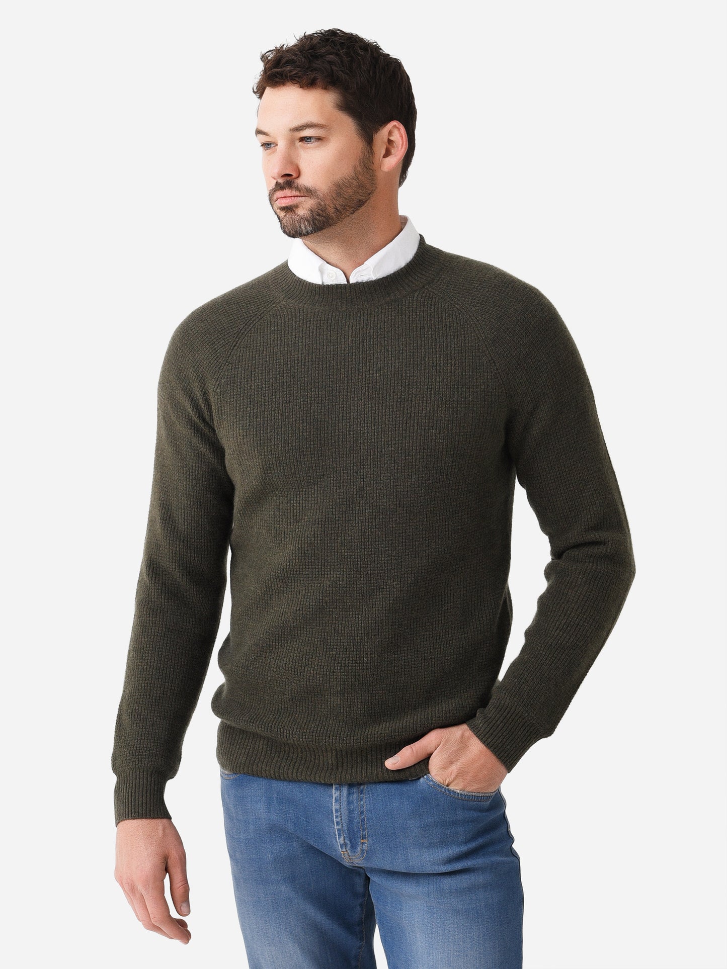 Naadam Cashmere Men's Waffle Crewneck Sweater - Saint Bernard