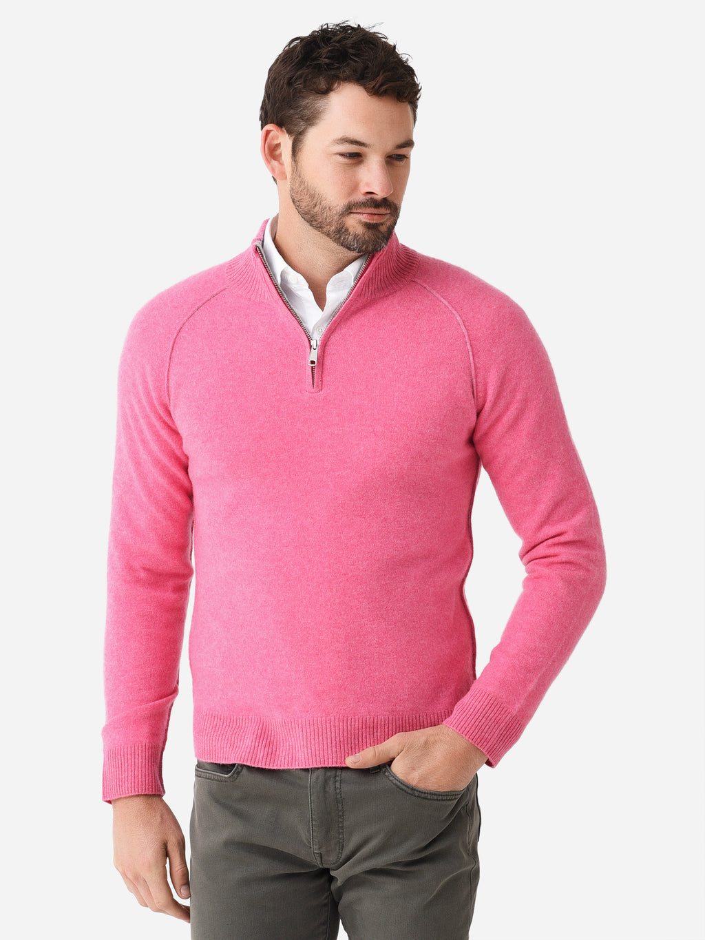 Naadam Cashmere Men's Quarter-Zip Sweater - Saint Bernard