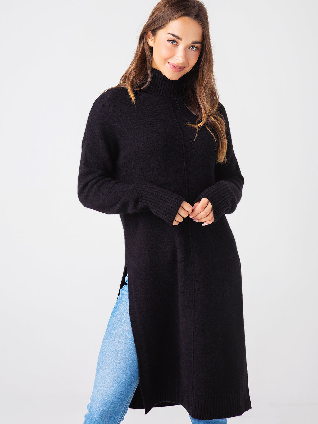 Naadam Cashmere Women's Cashmere Turtleneck with Slits - Saint Bernard