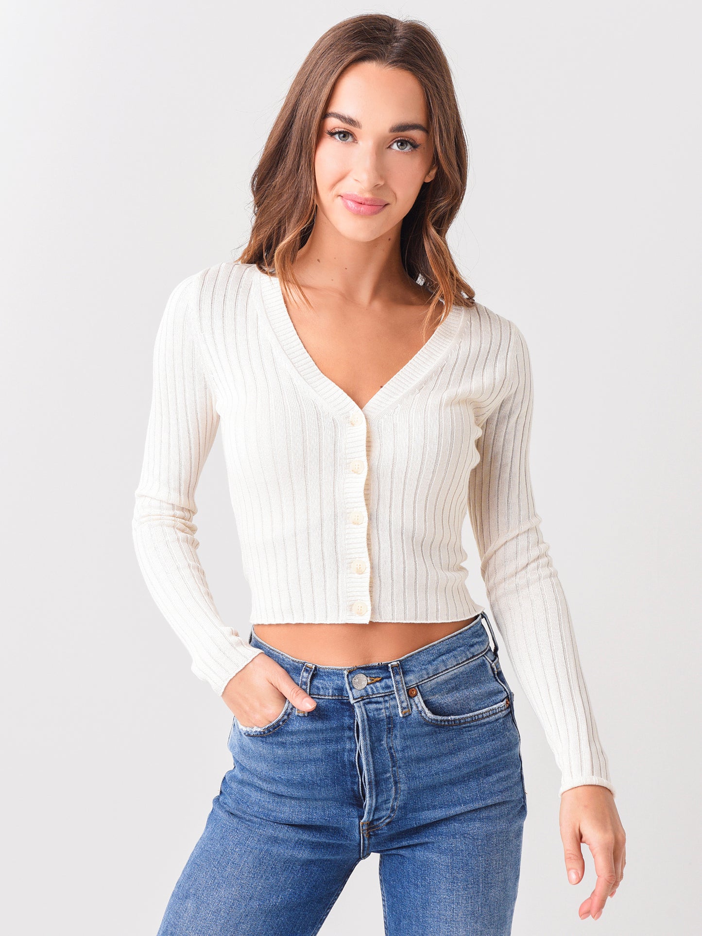 Naadam Cashmere Women's Ribbed Cropped Cardigan - Saint Bernard