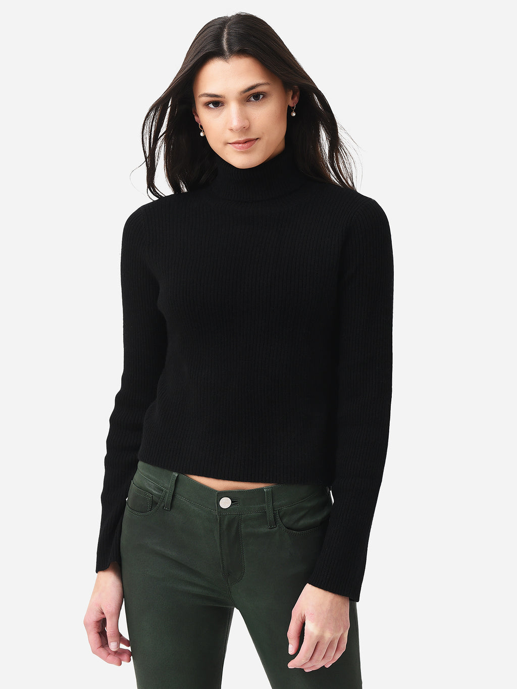 Naadam Cashmere Women's Cashmere Ribbed Crop Turtleneck - Saint Bernard