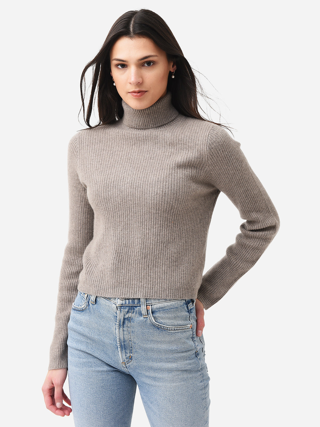 Naadam Cashmere Women's Cashmere Ribbed Crop Turtleneck - Saint Bernard
