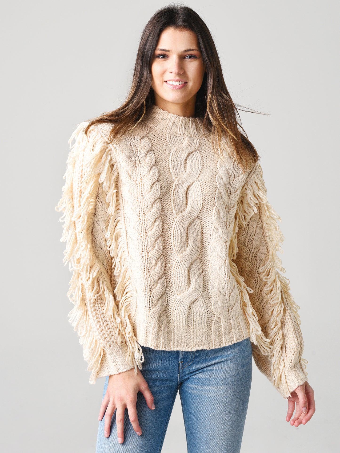525 Women's Cable Fringe Pullover Sweater