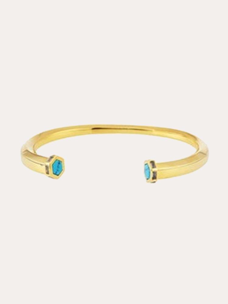 Tai Clear CZ and Turquoise Hexagon Cuff - Saint Bernard