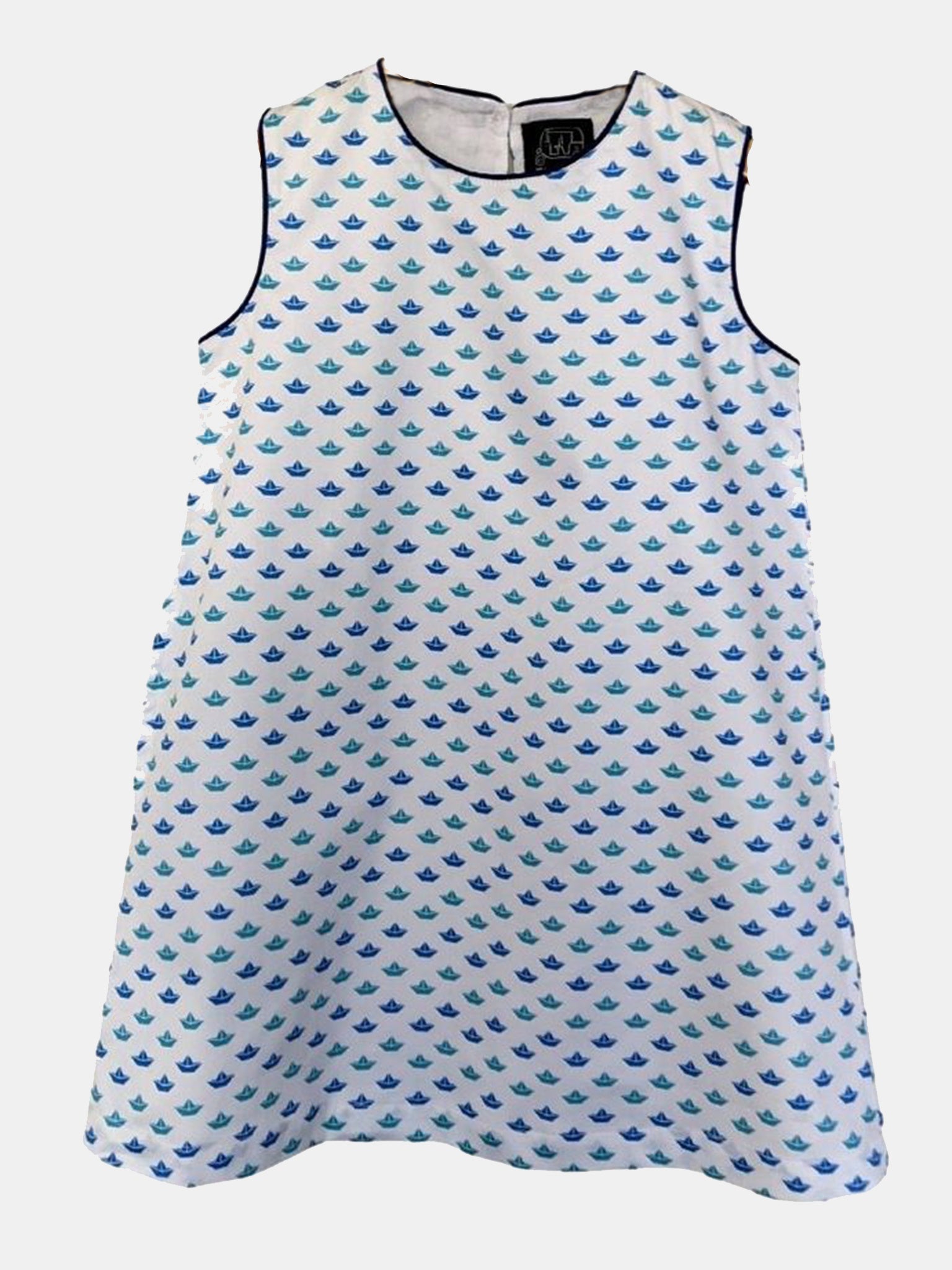 Tuk Tuk Designs Girls' Origami Sailboats Dress - Saint Bernard